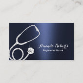 Krankenpfleger Moderne Marine Blue Metallic Medica Visitenkarte (Vorderseite)