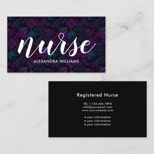 Krankenpfleger Moderne Medizin Black Business Card Visitenkarte (Vorne/Hinten)