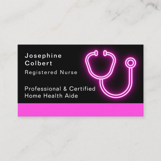 Krankenpfleger Modernes rosa Stethoskop Medizin Visitenkarte (Vorderseite)