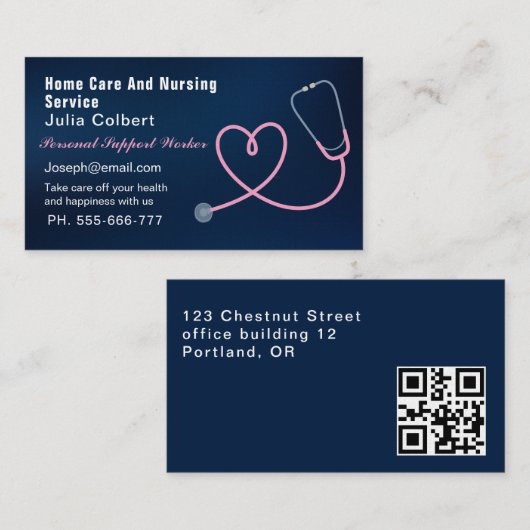 Krankenpfleger Pflegepersonal Moderner blauer Arzt Visitenkarte (Vorne/Hinten)