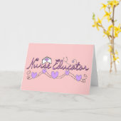 Krankenpfleger Pink Herzdesign Karte (Gelbe Blume)