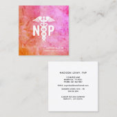 Krankenpfleger Pink Orange Aquarell Medizin Quadratische Visitenkarte (Vorne/Hinten)