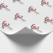 Krankenpfleger Rot und Stethoskop tragen Namen Geschenkpapier (Ecke)