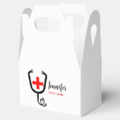 Krankenpfleger Rot und Stethoskop tragen Namen Geschenkschachtel (Geöffnet)