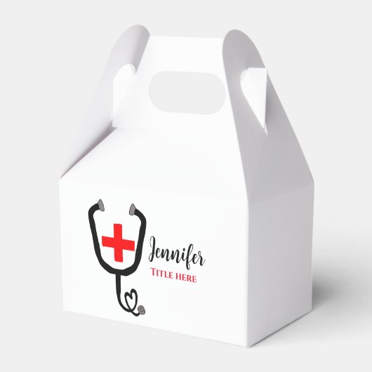 Krankenpfleger Rot und Stethoskop tragen Namen Geschenkschachtel (Vorderseite)