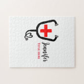 Krankenpfleger Rot und Stethoskop tragen Namen Puzzle (Horizontal)