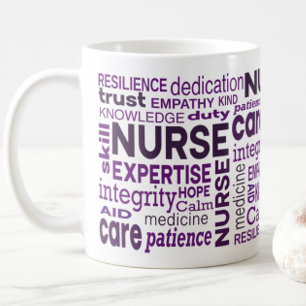 Krankenpfleger schätzen violette Typografie-Schätz Kaffeetasse
