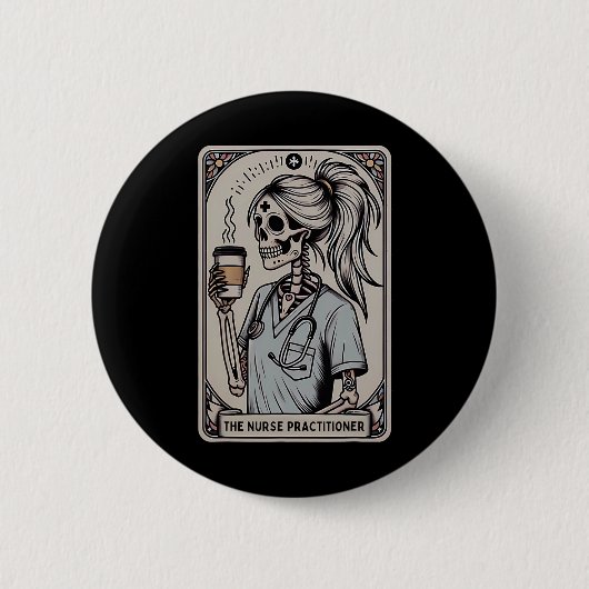 Krankenpfleger Tarot Card Skelett Halloween W Button (Vorderseite)