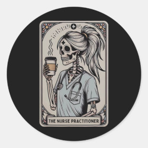 Krankenpfleger Tarot Card Skelett Halloween W Runder Aufkleber