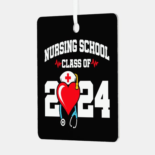 Krankenpflegerakademie 2024 Abschluss für Krankenp Ornament Aus Metall (Vorderseite links)