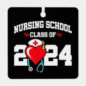 Krankenpflegerakademie 2024 Abschluss für Krankenp Ornament Aus Metall (Rückseite)