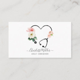 Krankenpflegerin floral Stethoscope Business Card Visitenkarte