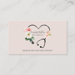 Krankenpflegerin floral Stethoscope Business Card Visitenkarte
