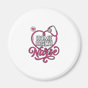 Krankenpflegerin zu Hause Rosa Stethoskop-Shirt-De Magnet