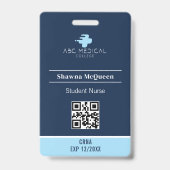 Krankenpflegeschüler Praktikant Blaue QR-Code-Foto Ausweis (Rückseite)