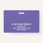 Krankenpflegeschwür für Notfälle - lila Töne Ausweis (Rückseite)