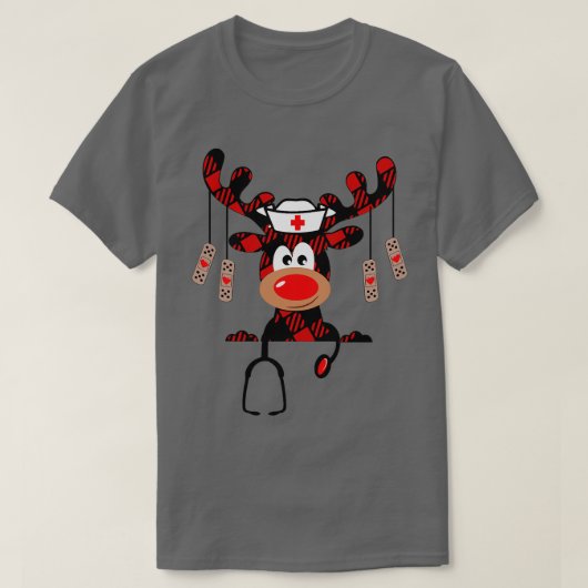 Krankenpflegestift Weihnachten Rentier Nurse Karie T-Shirt (Design vorne)