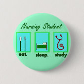 Krankenpflegestudent essen Schlafstudie Button (Vorderseite)