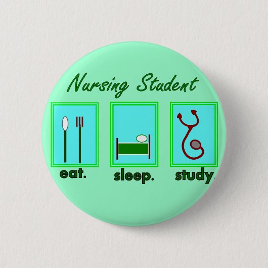 Krankenpflegestudent essen Schlafstudie Button (Vorderseite)