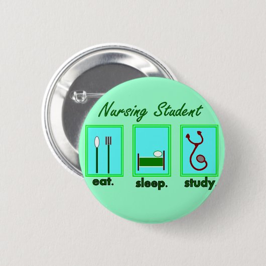 Krankenpflegestudent essen Schlafstudie Button (Vorne & Hinten)