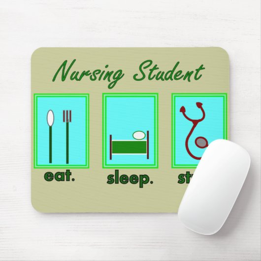 Krankenpflegestudent essen Schlafstudie Mousepad (Mit Mouse)