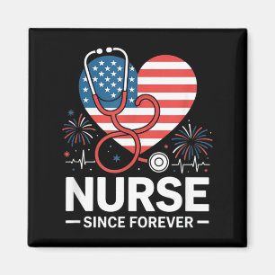 Krankenschwester 4. Juli Amerikanische Flagge Patr Magnet