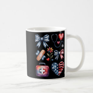 Krankenschwester 4. Juli Coquette-Schleife Rot Wei Kaffeetasse