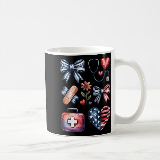 Krankenschwester 4. Juli Coquette-Schleife Rot Wei Kaffeetasse (Rechts)