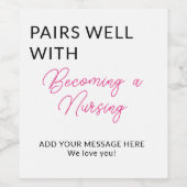 Krankenschwester Abschluss, Danke, Krankenschweste Weinetikett (Einzelnes Label)