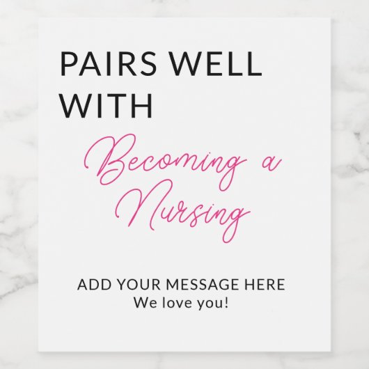 Krankenschwester Abschluss, Danke, Krankenschweste Weinetikett (Einzelnes Label)