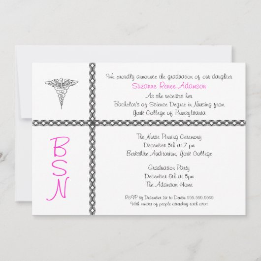 Krankenschwester-Abschluss laden BSN LPN RN Einladung (Vorderseite)