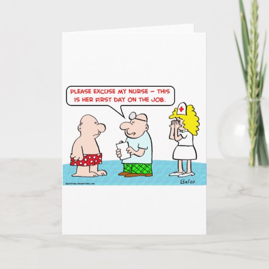 Krankenschwester am ersten Arbeitstag Karte (Vorderseite)