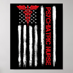 Krankenschwester, amerikanische Fahne, Psychische Poster