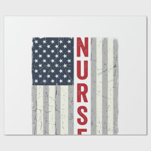 Krankenschwester Amerikanische Flagge Vintage Grav Geschenkpapier