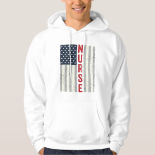 Krankenschwester Amerikanische Flagge Vintage Grav Hoodie