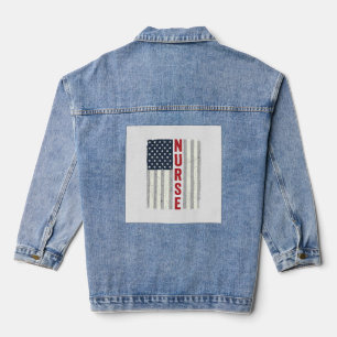 Krankenschwester Amerikanische Flagge Vintage Grav Jeansjacke