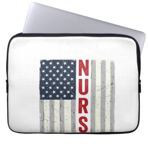 Krankenschwester Amerikanische Flagge Vintage Grav Laptopschutzhülle