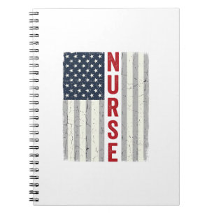 Krankenschwester Amerikanische Flagge Vintage Grav Notizblock