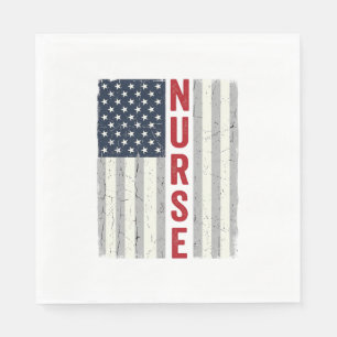 Krankenschwester Amerikanische Flagge Vintage Grav Serviette