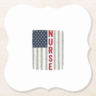 Krankenschwester Amerikanische Flagge Vintage Grav Untersetzer