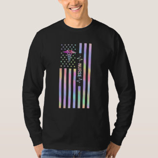 Krankenschwester, amerikanische Flaggenunterstützu T-Shirt