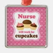 Krankenschwester arbeitet für Kuchen-Andenken Silbernes Ornament (Vorne)