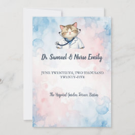 Krankenschwester Arzt Katze Aquarell Medizinische Einladung