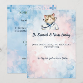 Krankenschwester Arzt Katze Aquarell Medizinische Einladung