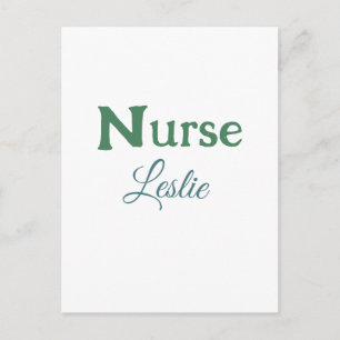 Krankenschwester Arzt Name Text grün blau sipl Postkarte