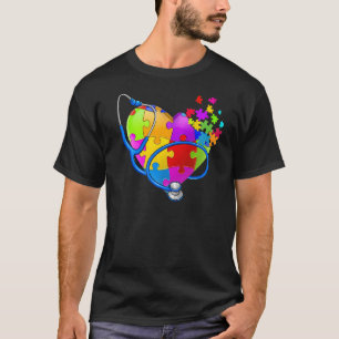 Krankenschwester Autismus-Bewusstsein Puzzle Herz T-Shirt