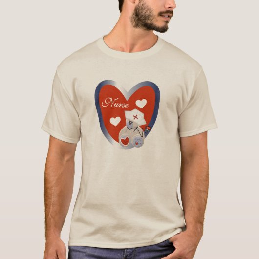 Krankenschwester-Bär mit Herz-T - Shirts und (Vorderseite)