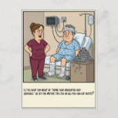 Krankenschwester befragt Patient wegen Medikamente Postkarte (Vorderseite)