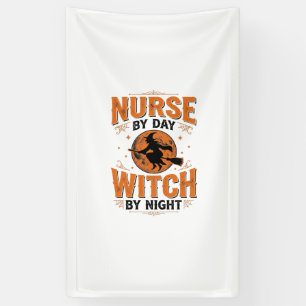 Krankenschwester bei Tag, Hexe bei Nacht Halloween Banner