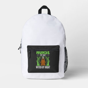 Krankenschwester bei Tag, Hexe bei Nacht Halloween Bedruckter Rucksack